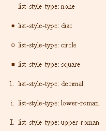 list style type