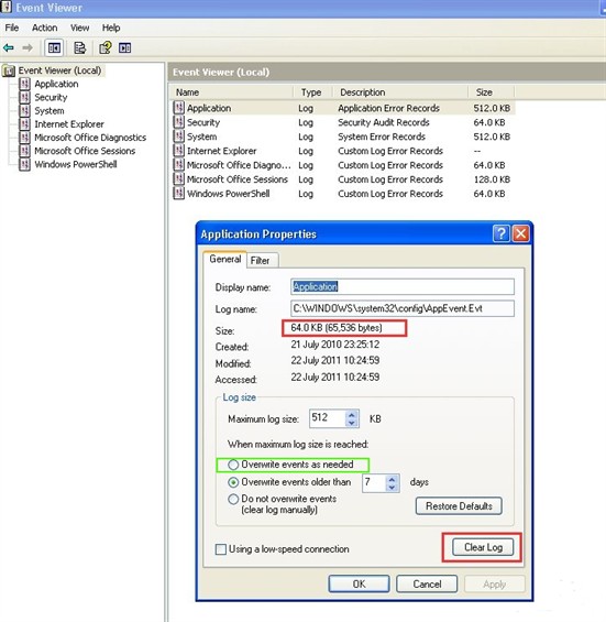 win-clear event viewer log